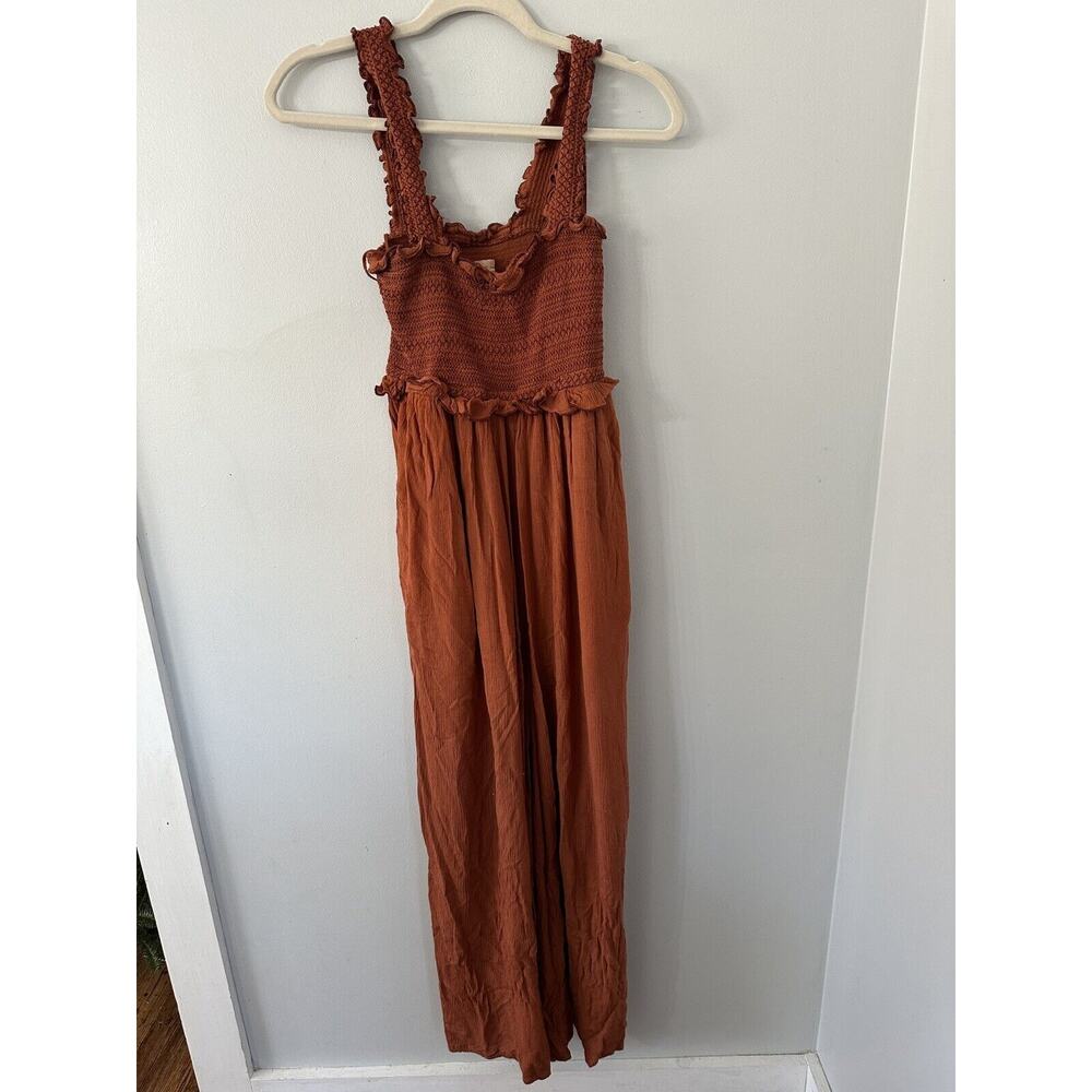 Urban Outfitters Women’s S Wide Leg Greta Jumpsuit Orange Bohemian Knit